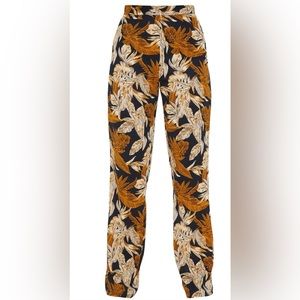 Black Palm Leaf Print Beach Flares